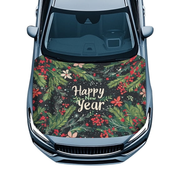 Uourmeti Anti-Corrosion Car Hood Cover Protector 39.37x59.05 in for SUV Cars, Easy to Remove Auto Accessories, All Season Protection Happy New Year Car Hood Covers