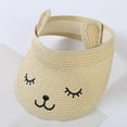 thumbnail image 4 of Delliss Baby Girls Boys Roll-up Straw Hat Sun Visor Hat for Kids Wide Brim Cute Bunny Ponytail Summer Beach Adjustable Sun Hat Open Top Visor Hat, 4 of 9