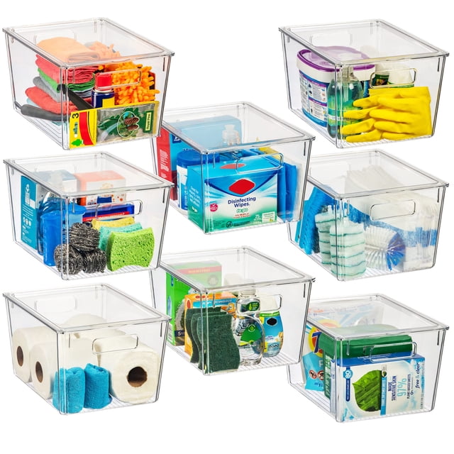 Contenedores de almacenamiento de plástico ClearSpace XL con tapas de 12,5 x 9,5 x 7 pulgadas