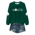 thumbnail image 3 of Women's St. Patrick's Day Long Sleeve T Shirt Heart Shaped Four Leaf Print, Comfortable Polyester, for Festive Celebrations, Multiple Sizes, 3 of 3