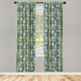thumbnail image 3 of Ambesonne Floral Curtains, Birds Cages Flowers Leaves, Pair of 28"x95", Earth Yellow Fern Green, 3 of 5