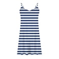 thumbnail image 4 of LNWUY Women Casual Sleep Dress Summer Stripe Print Sleeveless V Neck Romper Shoulder Strap Loose Adjustable Stretchy Shorts Strap Dress Black M, 4 of 6