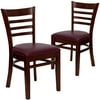 Flash Furniture 2 Pack HERCULES Series Ladder Back Mahogany Wood Restaurant Chair - Burgundy Vinyl Seat