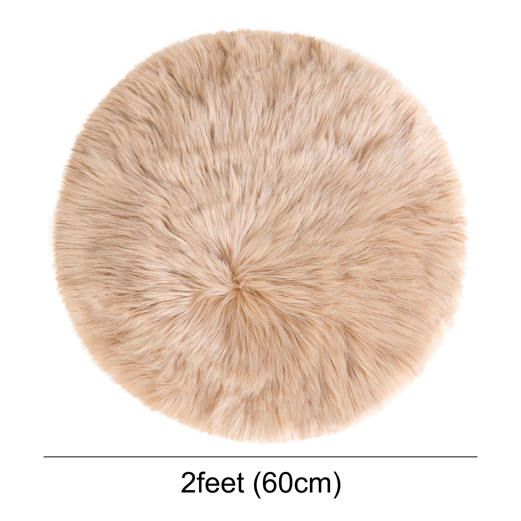 Unique Bargains Artificial Animal Wool Soft Faux Fur Sheepskin Plush Area Rug Khaki 2x2 Feet Round