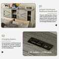 thumbnail image 4 of 3-Pieces Bedroom Sets Queen Size Farmhouse Platform Bed with Double Sliding Door Storage Headboard and Charging Station, Storage Nightstand and Dresser, Antique Gray, 4 of 25