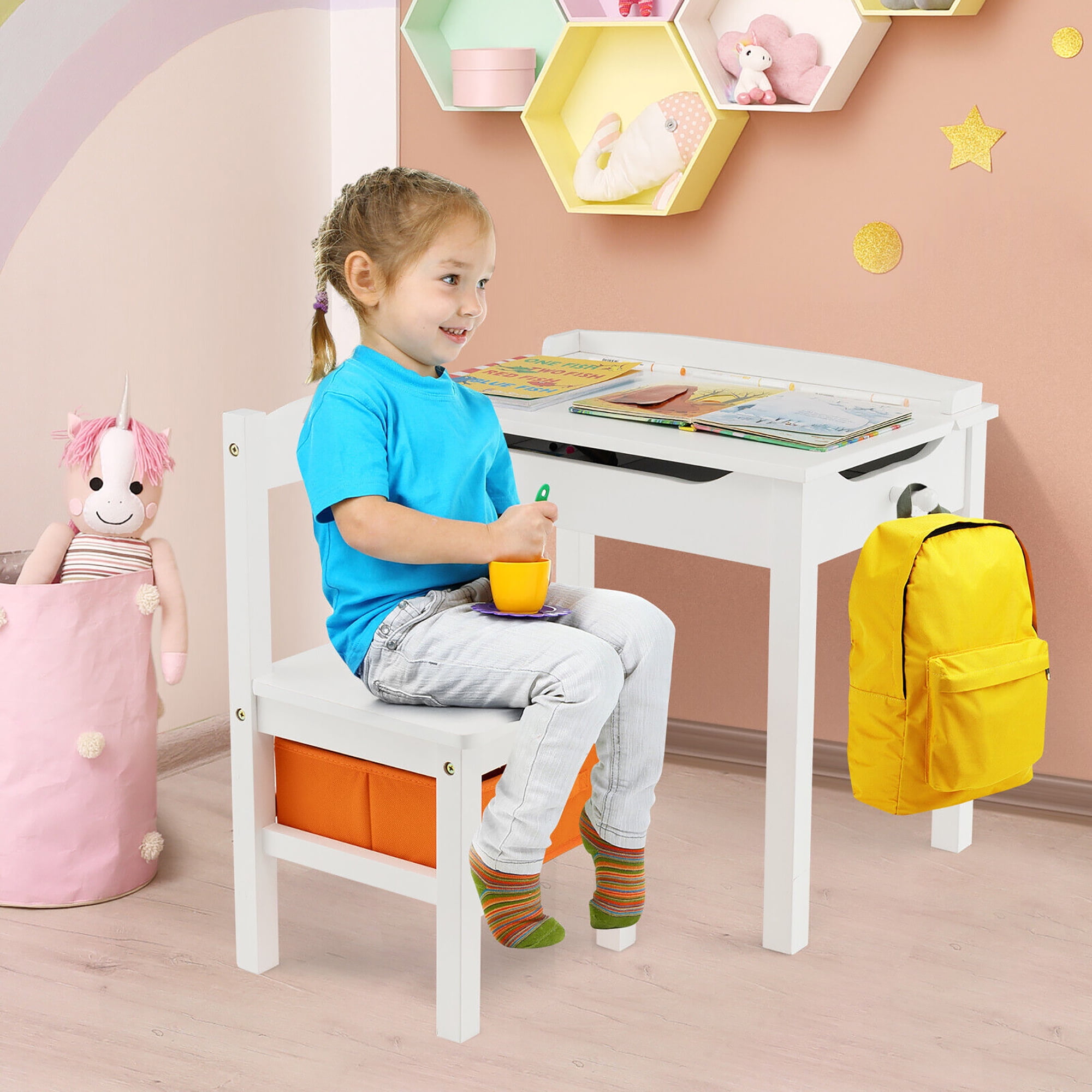 Kids Desk and Stool Set