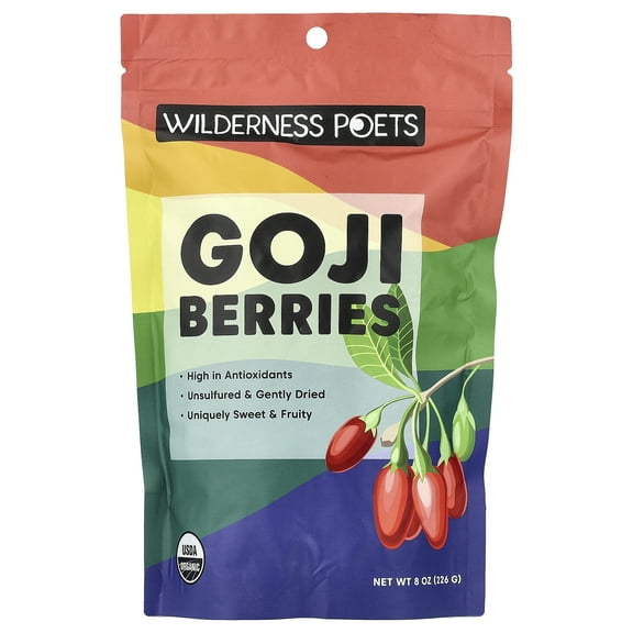 Wilderness Poets Goji Berries - Organic & Raw - (8 Ounce - 227g)