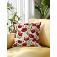 thumbnail image 1 of Outdoor Pillows Waterproof, Spring Floral Bedding Throw Pillows with Insert for Couch Sofa Bed, Red Poppy Green Leaves Botanical 18x18 Inch Pillowcases Decorative Camping Patio Pillow Set of 1, 1 of 7