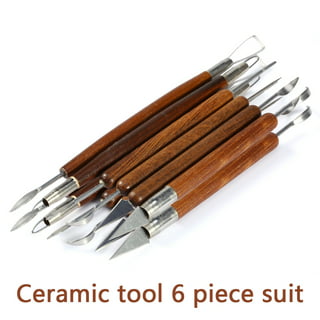 S & E TEACHER'S EDITION 6 Pcs Pottery & Clay Sculpting Tools Double-Sided  Smooth Wooden Handles.