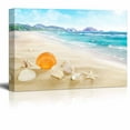 thumbnail image 1 of Canvas Prints Wall Art - Beautiful Summer Landscape with Shells on Sandy Beach , Modern Wall Decor/Home Decor Stretched Gallery Canvas Wraps Giclee Print & Ready to Hang - 24" x 36", 1 of 3