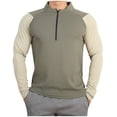 thumbnail image 2 of pstuiky camisas de manga larga para hombre, Blusa de cuello alto, manga larga, ajustada y resistente para ejercicio de color empalme para hombre salir tops m, 2 of 8
