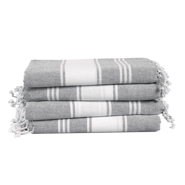 Toalla de playa LANE LINEN Alloy, paquete de 4 unidades, 100% lino, 100 x 180 cm