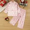 thumbnail image 4 of Xdzjlr Christmas Pajamas Girls Candy Cane Print Long Sleeve Tops And Pants Winter Holiday Cozy Outfit Kids Xmas Nightwear Kids Loungewear Pjs Beige, 4 of 9