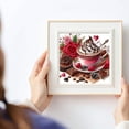 thumbnail image 3 of Colorful Coffee and Pastry Roses Canvas Rhinestone 5D DIY Diamond Embroidery Kits Art, 35*35 cm, frame not included., 3 of 5