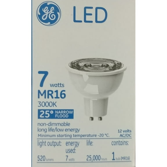 GE 36485 LED MR16 3000k 25degree narrow flood 520 lumens