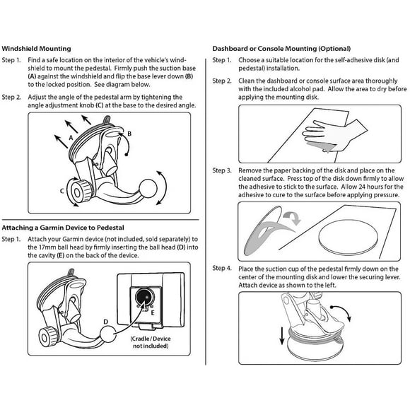 Arkon Remplacement Mise à Niveau Ou Supplémentaire Pare-Brise Tableau de Bord Aspiration Socle pour Garmin nuvi 40 50 1450 1200
