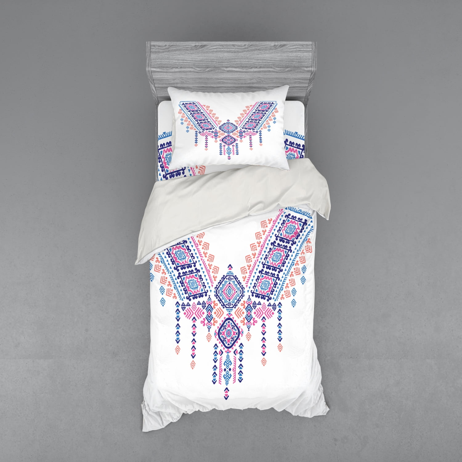 Tribal Duvet Cover Set Geometric, Mexican Embroidered Duvet Cover