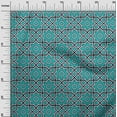 thumbnail image 2 of oneOone Cotton Jersey Turquoise Blue Fabric Geometric & Floral Block Sewing Fabric By The Yard Printed Diy Clothing Sewing Supplies 58 Inch Wide, 2 of 4