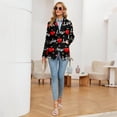 thumbnail image 4 of Women Blazer Jackets Boyfriend Open Front Lapel Collar Business Work Office Suit Jackets Long Sleeve Suit Coat Valentines Day Suit, 4 of 5