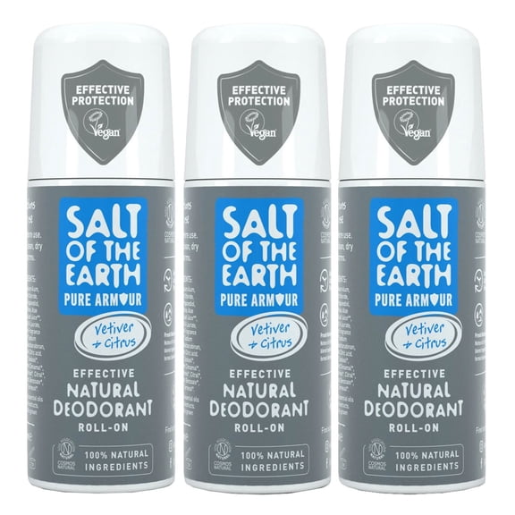Salt of The Earth Pure Armour Men Roll-on Deodorant 75ml (Pack of 3)