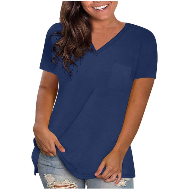 Liquidation! Hauts Grande Taille pour Femmes, Blouse à Manches Courtes d'Été pour Femmes, T-shirt Imprimé Mode pour Femmes Blouse Manches 3/4 Col Rond Décontracté avec Poche