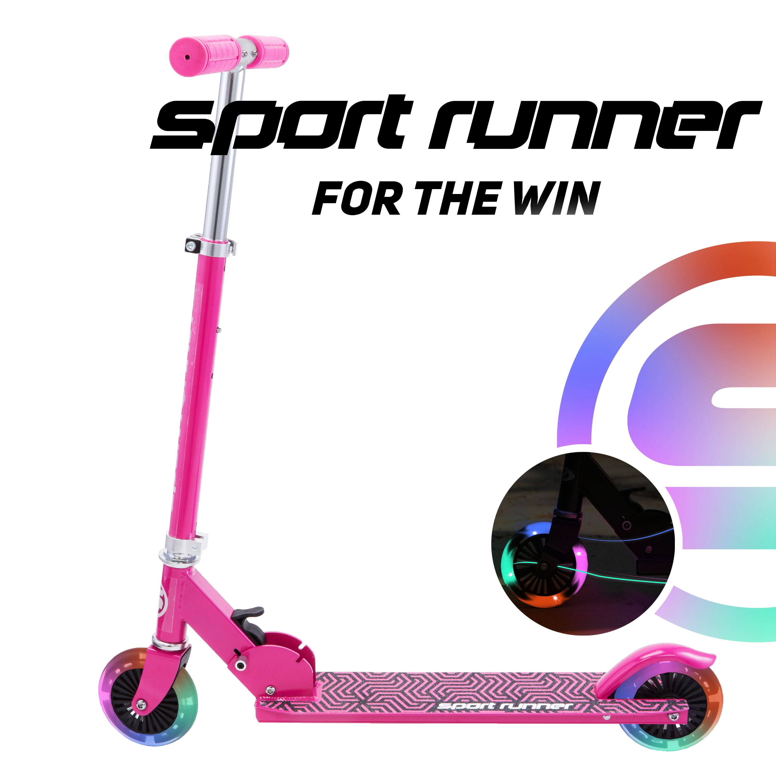Sport Runner Select Folding Kick Scooter With Light Up Wheels Pink 