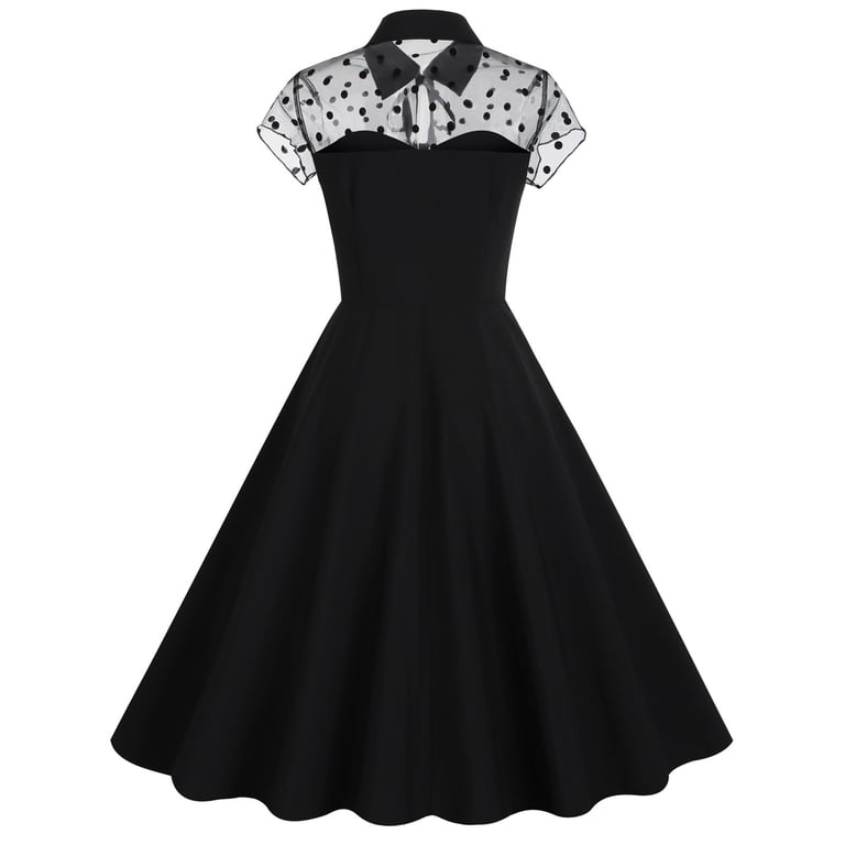 Xihbxyly Women Mesh Floral Embroidery Vintage Cocktail Dress 50s Goth  Flared a Line Casual Wedding Prom Evening Dress - Walmart.com