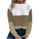thumbnail image 2 of Suéter de cuello redondo para mujer, suéter de punto con empalme de color en contraste, cuello redondo, manga larga, blusa para mujer, 2 of 9