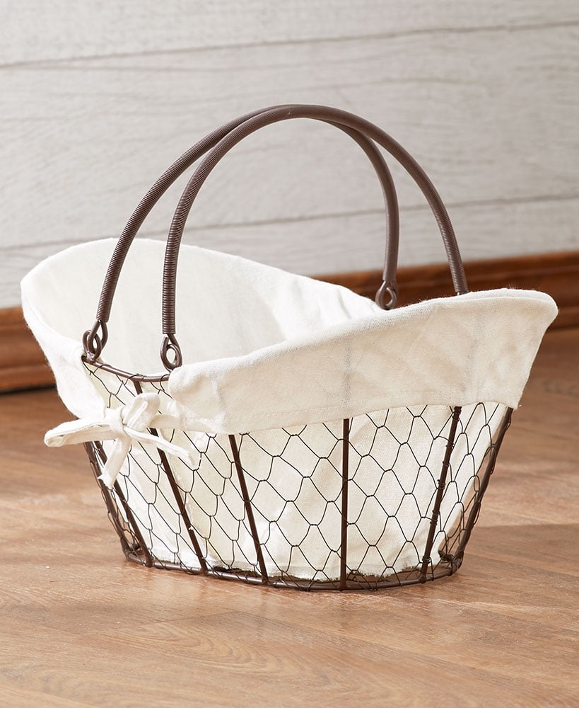 Chicken Wire Storage Basket with Natural Liner