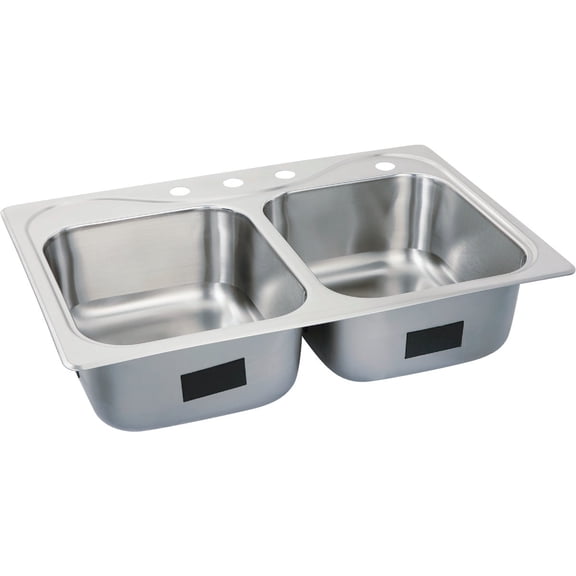 Sterling Plumbing Southhaven Kitchen Sink 11402-4-NA - Double Bowl, Top-Mount - 33"x22", Stainless Steel