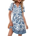 thumbnail image 1 of Vestido WIHOLL 2025 de verano floral con cuello en V y manga corta XL, 1 of 5