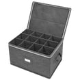 thumbnail image 1 of Cajas de almacenamiento, cajas de almacenamiento para copas de vino, contenedores para cristalería o cristal, capacidad para 12 copas de vino, tapa dura y laterales (gris), 1 of 5