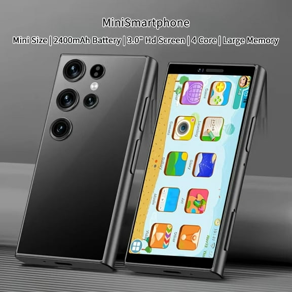 Mini Smartphone, 3.0 Inch Unlocked Android Small Mini Cell Phone Quad Core 2G 16G 5.0MP Dual SIM High Definition 3G Mobile Phone Child Smartphone, Black