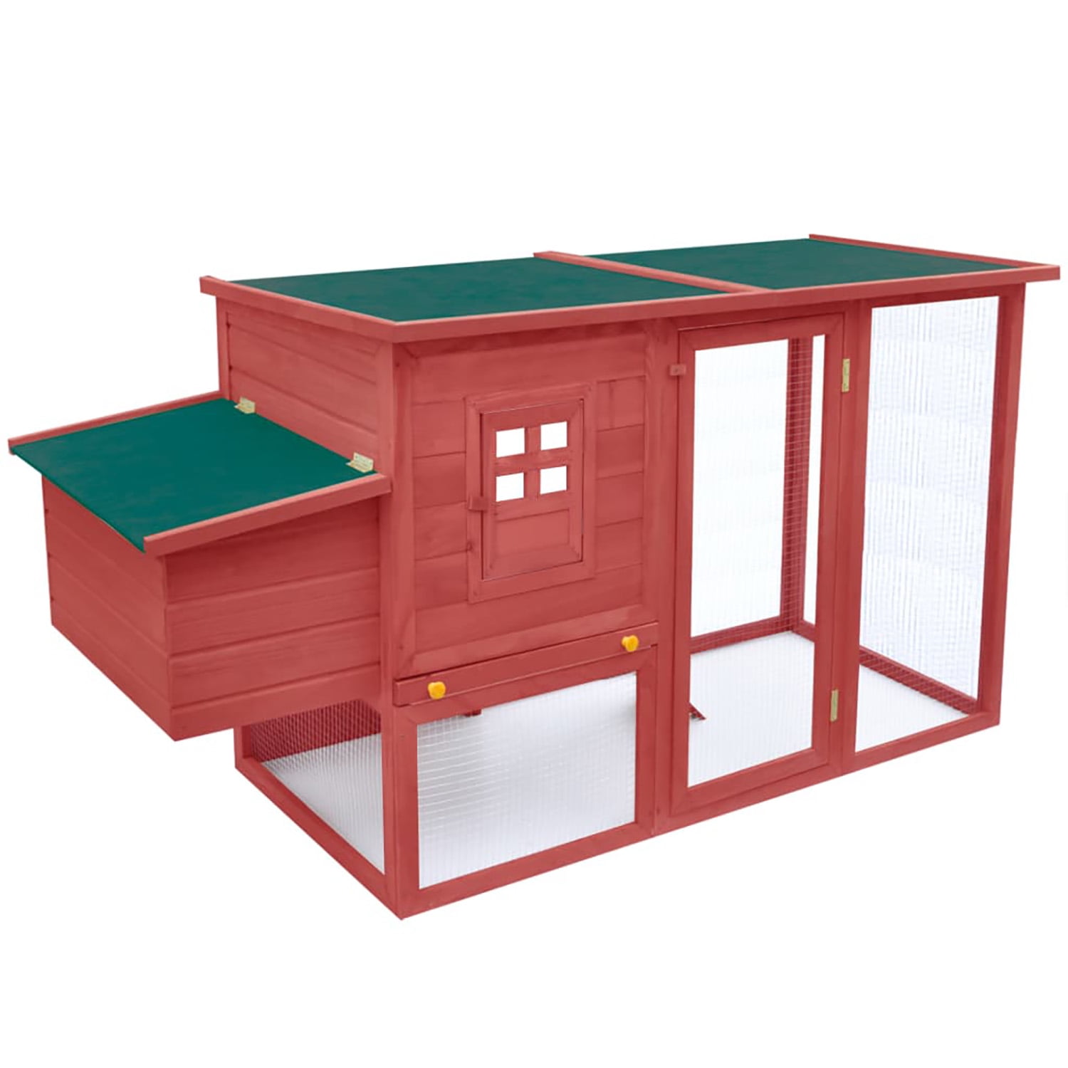 Pefilos 79.5" Wooden Rabbit Hutch with Waterproof Roof, Bunny Cage Pull-Out Tray, Hen House Egg Cage for Poultry Hutch & Egg-Laying Coop, Red Pefilos 79.5" Wooden Rabbit Hutch with Waterproof Roof, Bunny Cage Pull-Out Tray, Hen House Egg Cage for Poultry Hutch & Egg-Laying Coop, Red