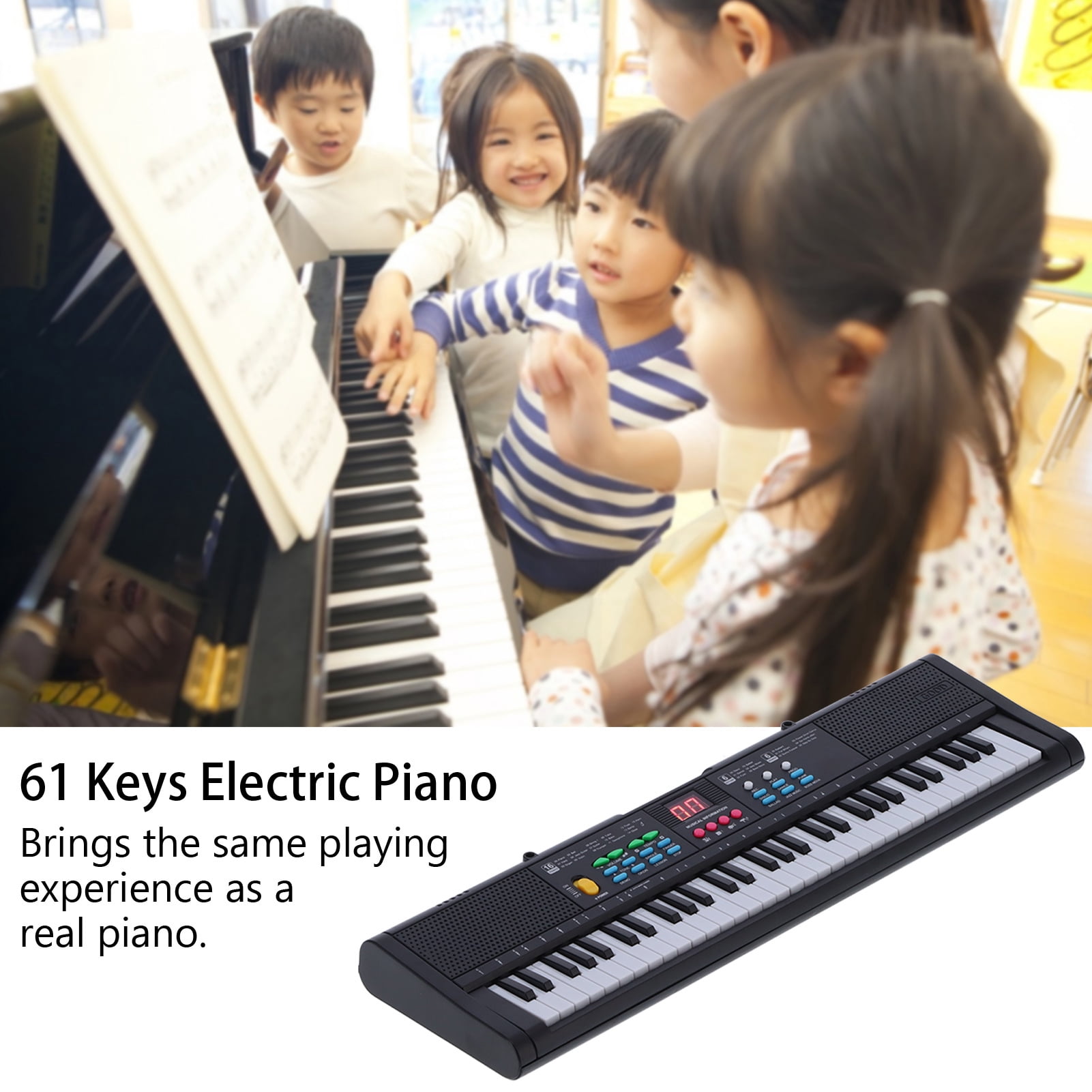 Electric Piano Instrument Keyboard Piano Instrument 61 Keys Electric Digital Multifunctional with Microphone MQ6186,Keyboard Piano