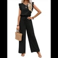 thumbnail image 3 of para Mujer, Verano 2025, Mangas con Volantes, Cuello Cuadrado, Mono con Cordón y Bolsillos, Negro, Talla XL, 3 of 9