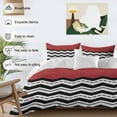 thumbnail image 3 of Queen 4 Piece Bedding Set Abstract Geometric Waves Stripe Soft Breathable Duvet Cover and Pillowcase,Simple Red Stripes Duvet Cover Set Washable Bed Sheets for Bedroom Dormitory Guest Room, 3 of 9
