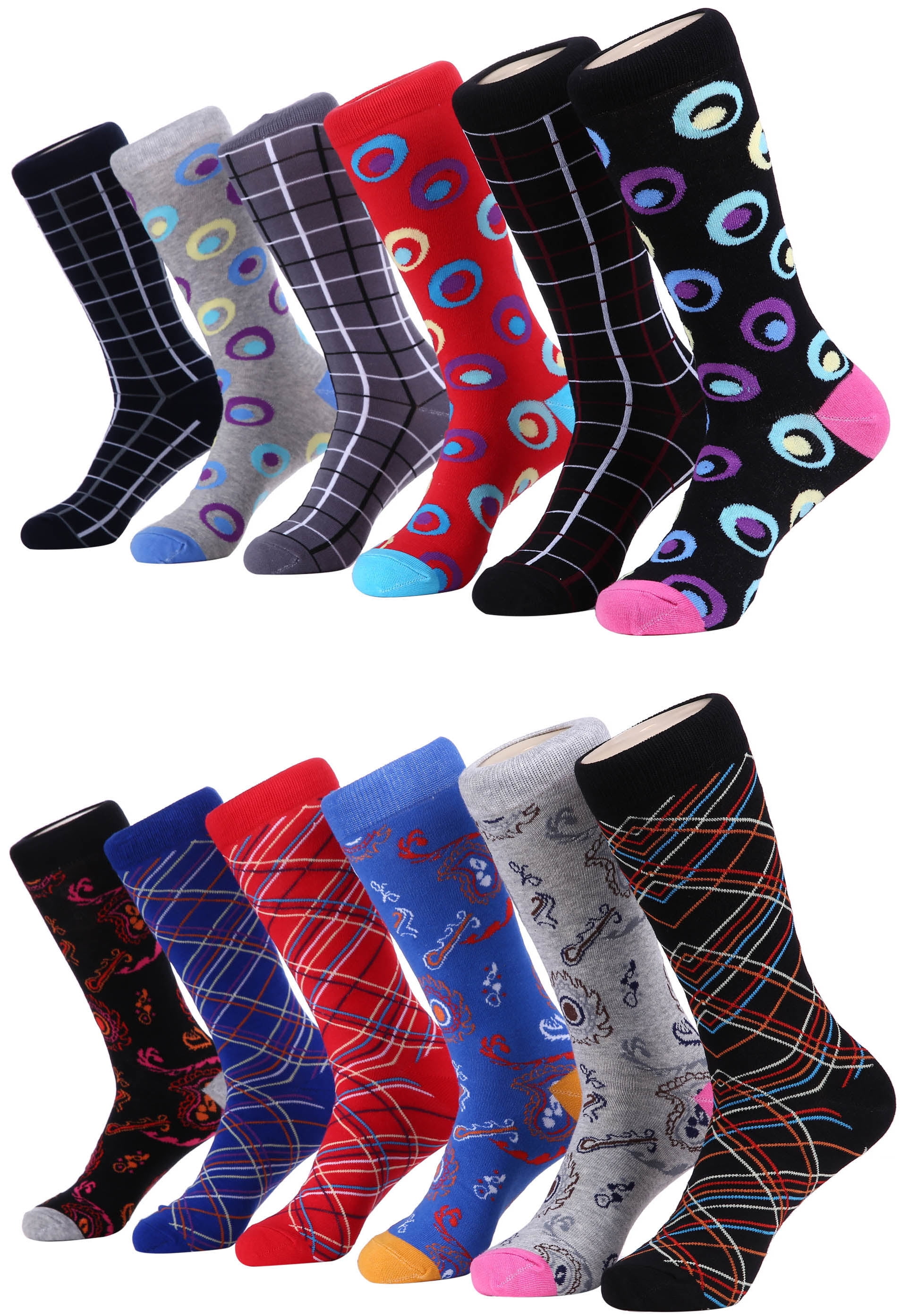 Mens Fun Dress Socks Patterned Crew Colorful Funky Fancy Novelty Funny Casual Socks for Men