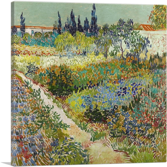 ARTCANVAS Garden at Arles 1888 Canvas Art Print by Vincent Van Gogh - Size: 26" x 26" (0.75" Deep)