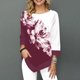 thumbnail image 1 of Moda Mujer Blusa estampada floral Tallas grandes 3/4 Mangas Irregular Dobladillo O Cuello Prima Abanopi  Top de manga tres cuartos para mujer, 1 of 5