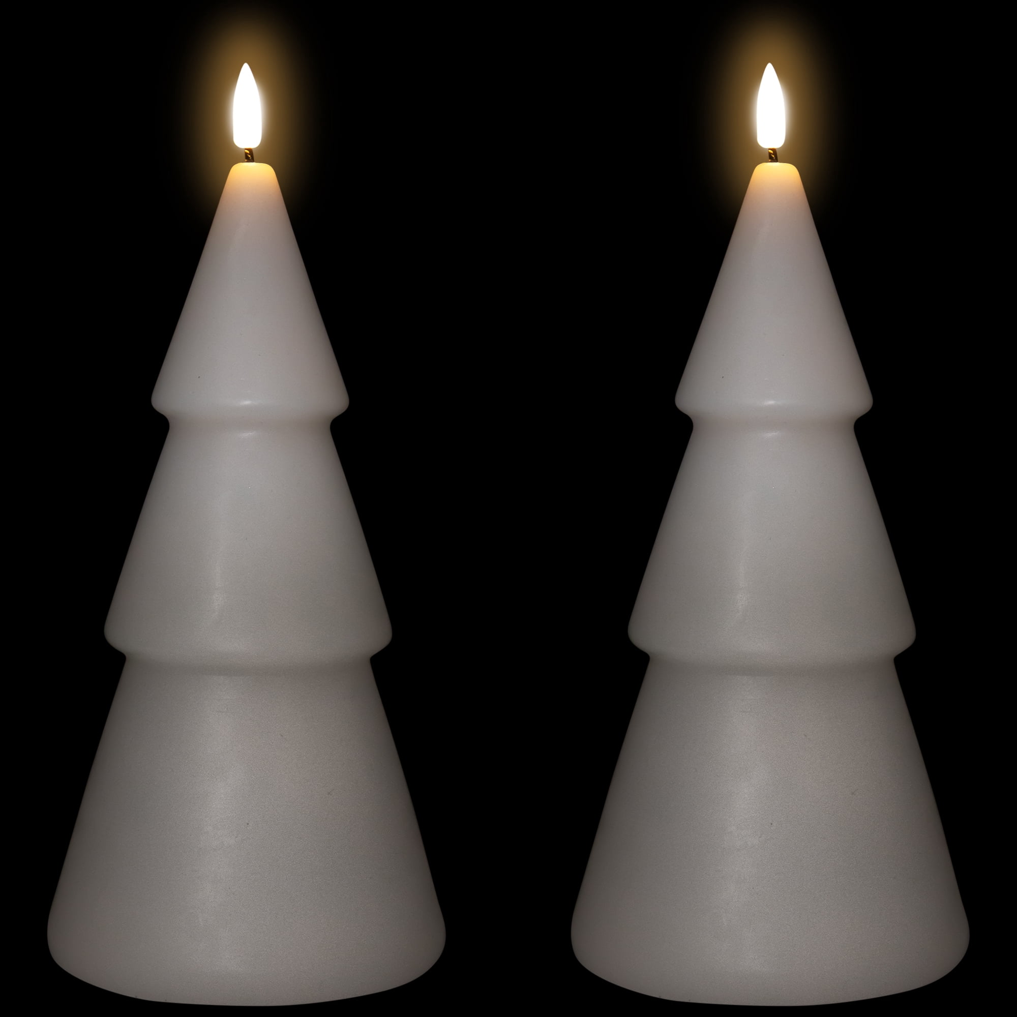 Northlight LED Flameless Flickering Christmas Tree Wax Candles - 10.5" - White - Set of 2