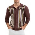 thumbnail image 5 of Men's Long Sleeves Button Down Printing Knitted Polo Shirts S Brown, 5 of 6