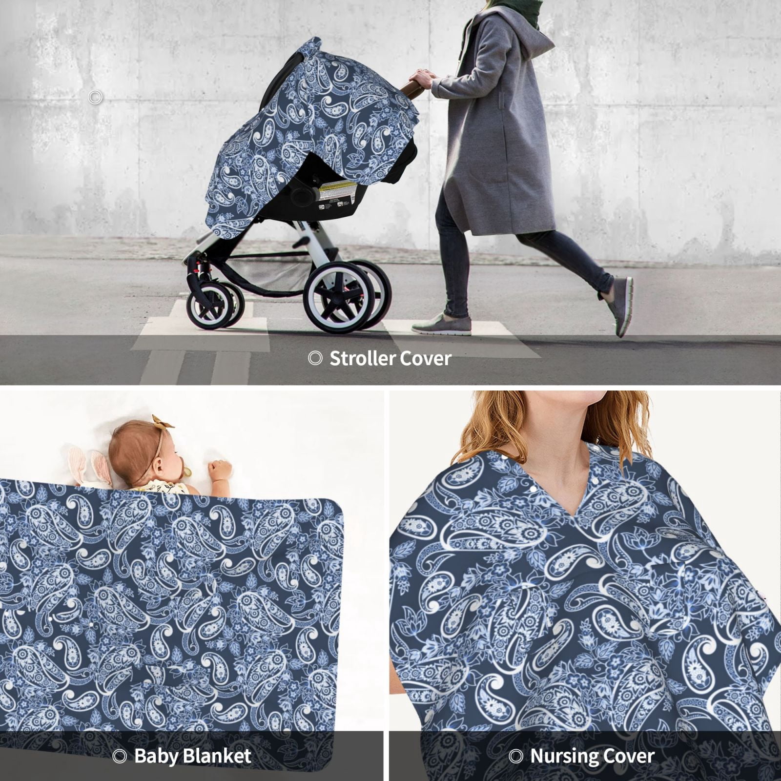 Car Seat Cover Baby - Paisley Pattern No.90130 Breathable Infant Car Seat Cover for Baby Carseat, Lightweight Comfort Baby Essentials Must Haves Newborn Stuff for Girl Boy