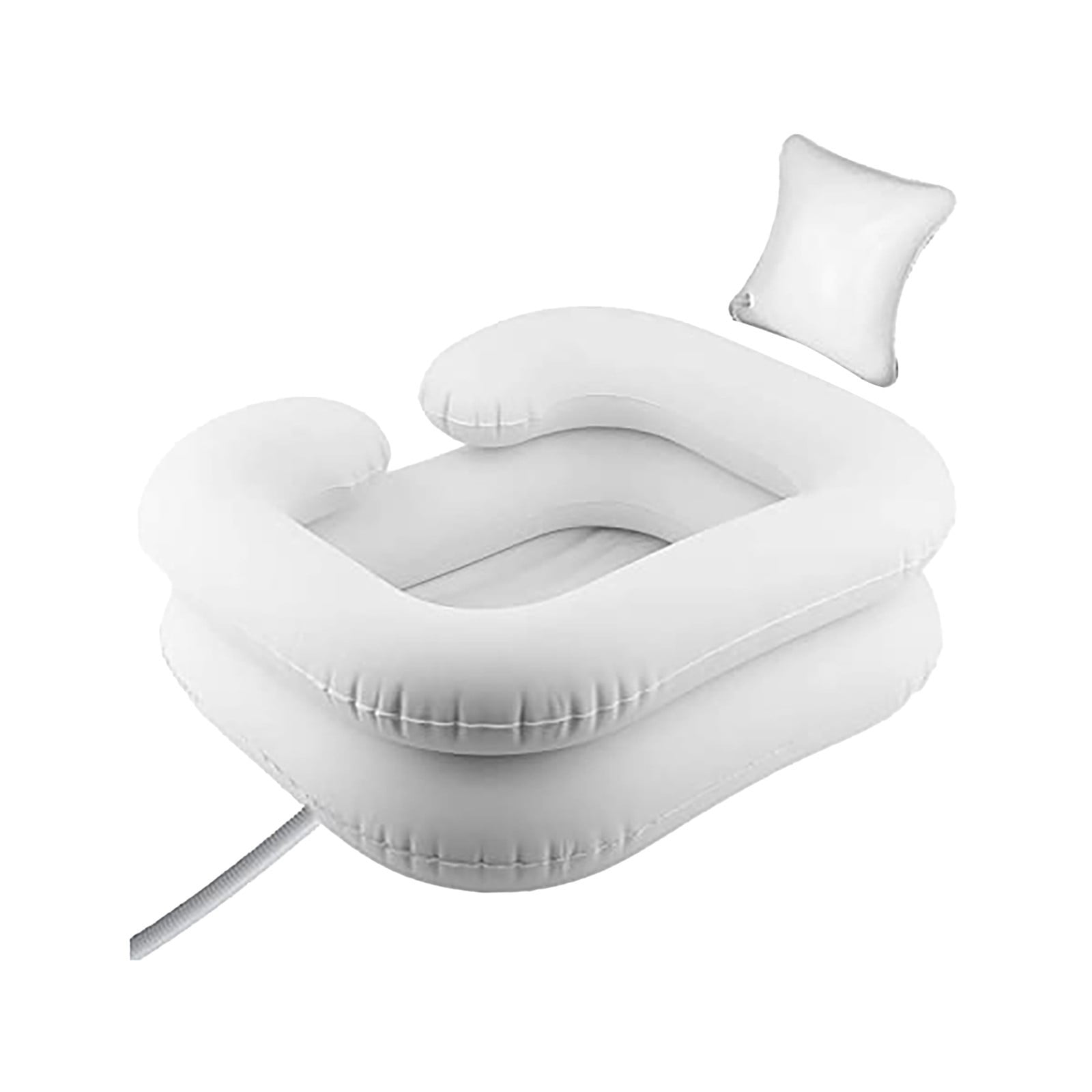 Inflatable Hair Wash Basin Elderly Disabled Waste Water Hose Bath Aid White  Inflatable Washbasin With Pillow 