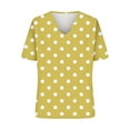 thumbnail image 4 of iHengLiXing Tops for Women Plus Size Women's Summer Fashion Polka Printed Collar Casual Short Sleeved Top Short Sleeved-neck Top/shirt XXL Yellow, 4 of 5