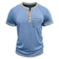 thumbnail image 3 of Ohufall Men Henley Shirts Casual Short Sleeve Crew Neck Pullover Tops Summer Button Up T-Shirts with Pocket, 3 of 5
