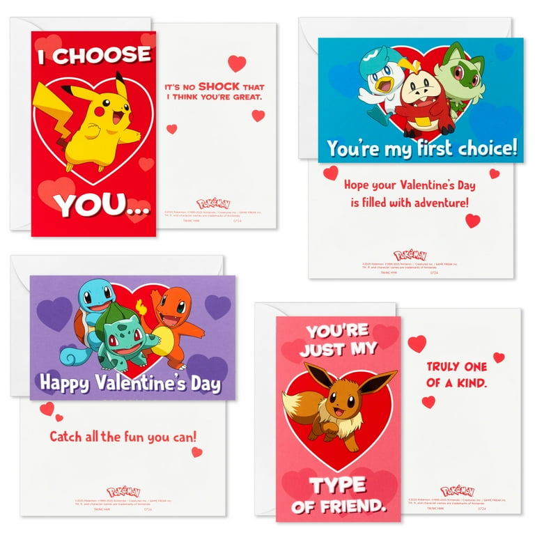 Hallmark Pokmon Kids Classroom Valentines Set With Cards and Light-Up  Mailbox With Sound (Full of Adventure),