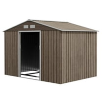 Outdoor Shed Garden Storage Shed 9x6 FT, Light Brown - Tool Storage Building with Vents & Sliding Doors