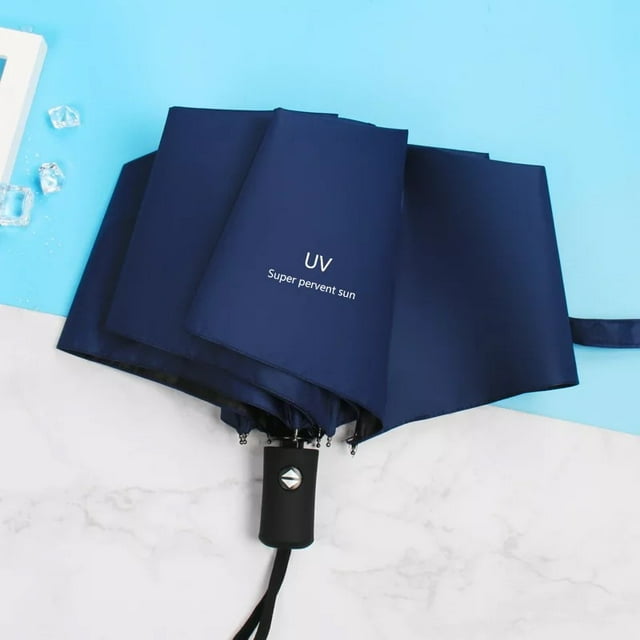 1 Pack Umbrella Automatic Travel Golf Sun Rain Windproof umbrellas with UV Protection for Woman Man, Uv-Navy