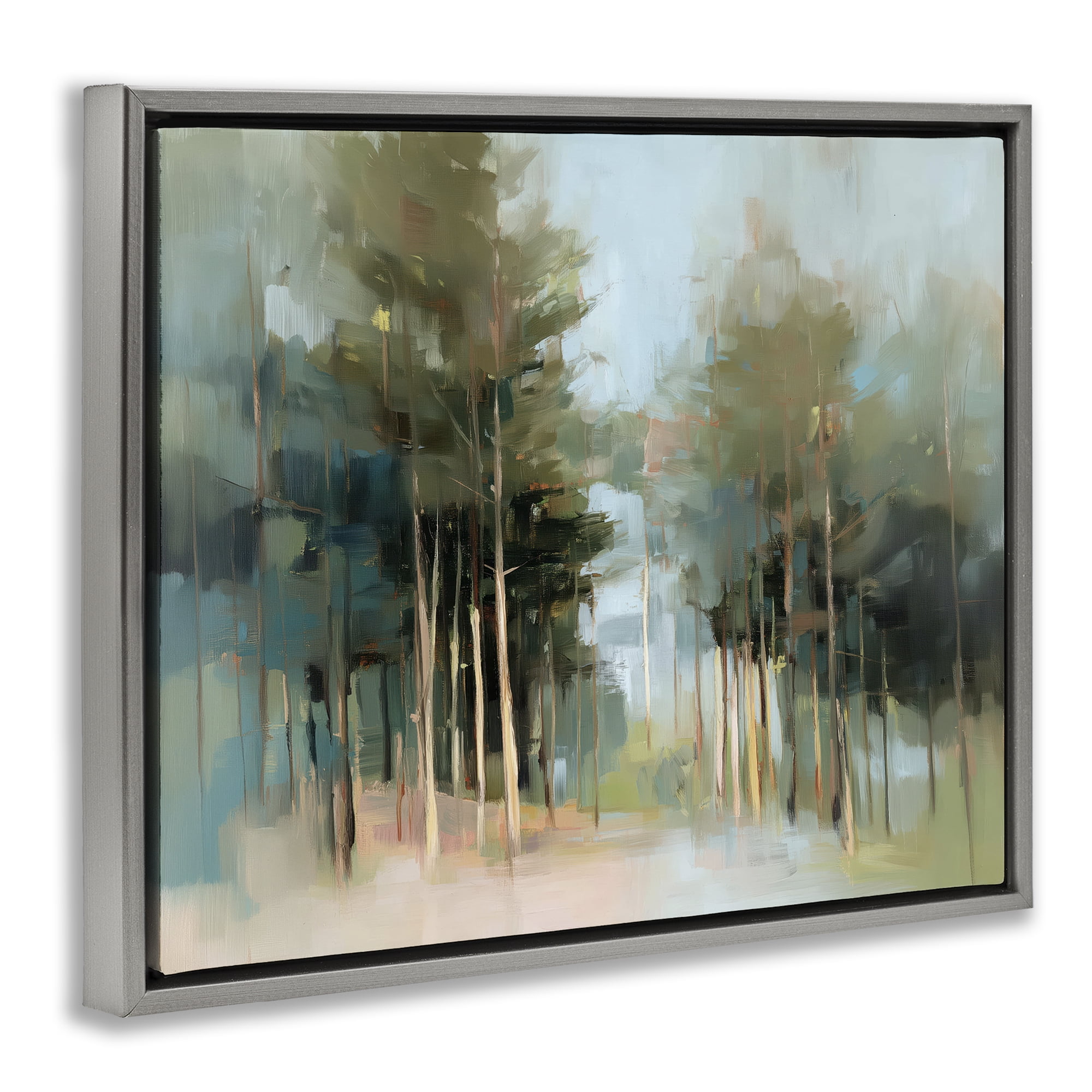 Stupell Industries The Grove Impressionist Forest Gray Framed Floater Canvas Wall Art, design by Kim Curinga